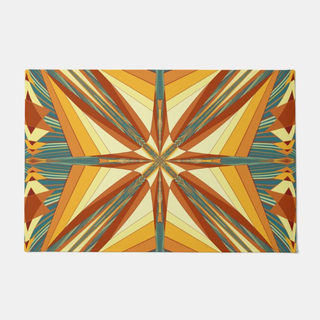 Southwestern Golden Sun Rays Indian Blanket Design Doormat (Front)