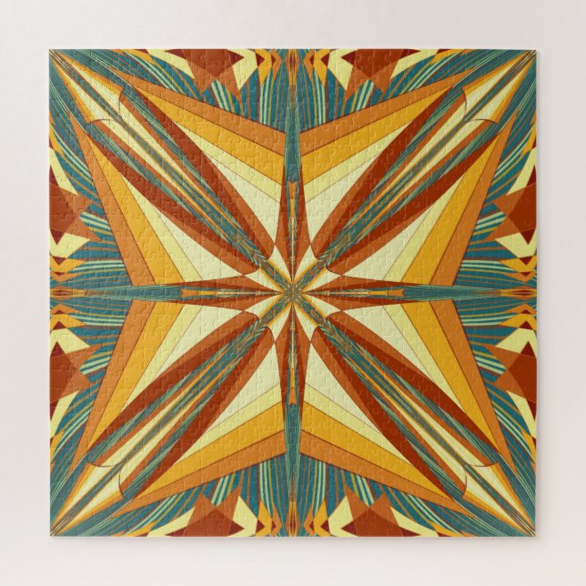 Southwestern Golden Sun Rays Indian Blanket Design Jigsaw Puzzle (Vertical)