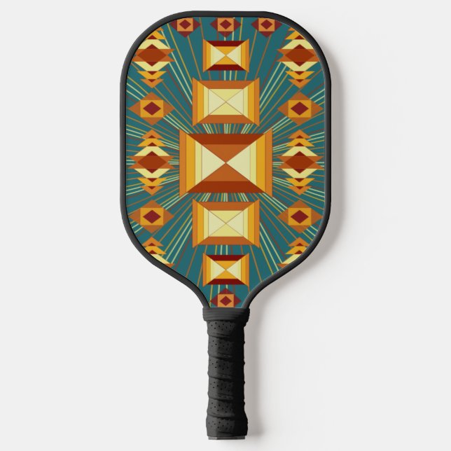 Southwestern Golden Sun Rays Indian Blanket Design Pickleball Paddle (Front)