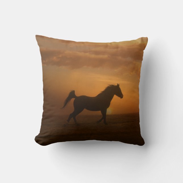 Southwestern Horse in the Sunset Decor Pillow (Front)