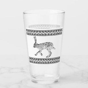 Southwestern Jackrabbit Black and White Geometric Glass