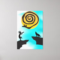 Southwestern Kokopelli and Wolf