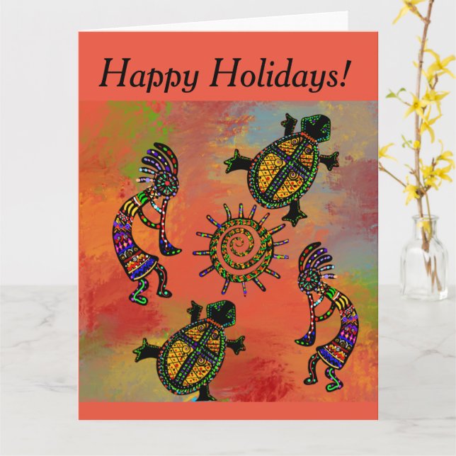 SOUTHWESTERN KOKOPELLI  ART     CARD (Yellow Flower)