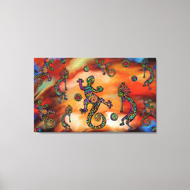 Southwestern Kokopelli Art Painting Canvas Print (Front)