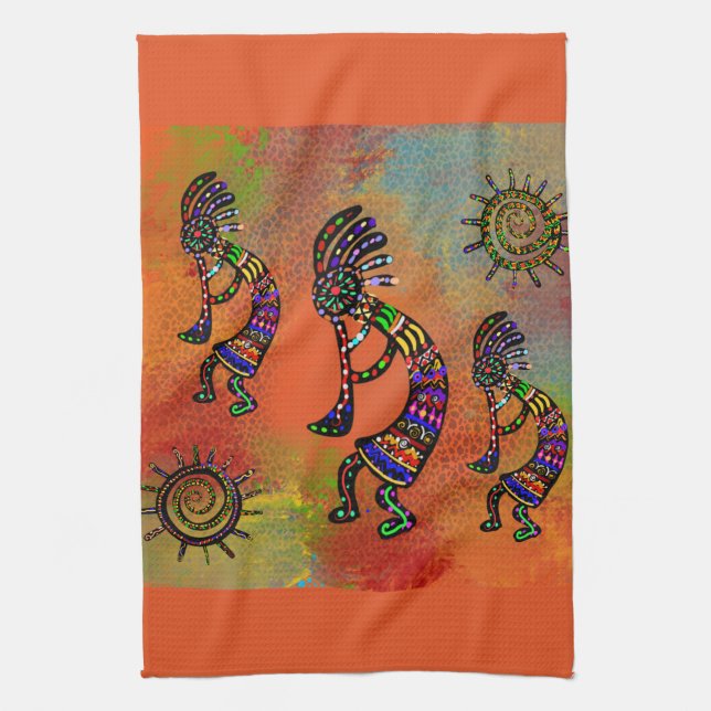 SOUTHWESTERN  KOKOPELLI ART        TEA TOWEL (Vertical)