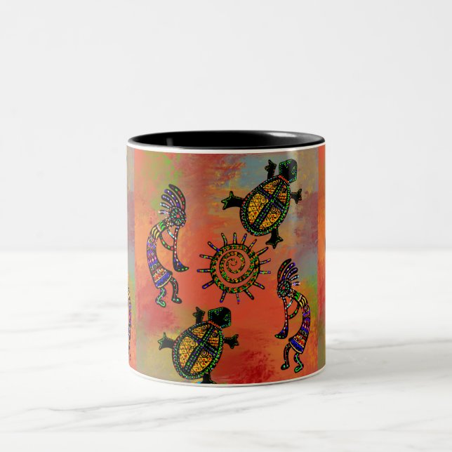 SOUTHWESTERN  KOKOPELLI ART      Two-Tone COFFEE MUG (Center)