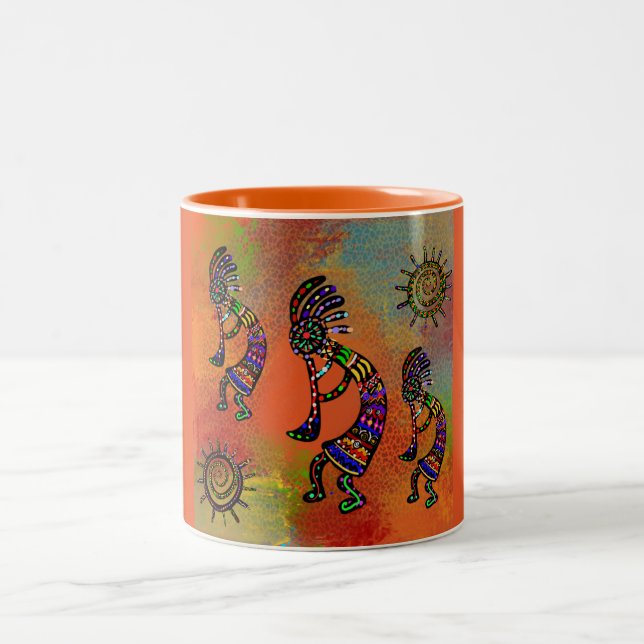 SOUTHWESTERN  KOKOPELLI ART      Two-Tone COFFEE MUG (Center)