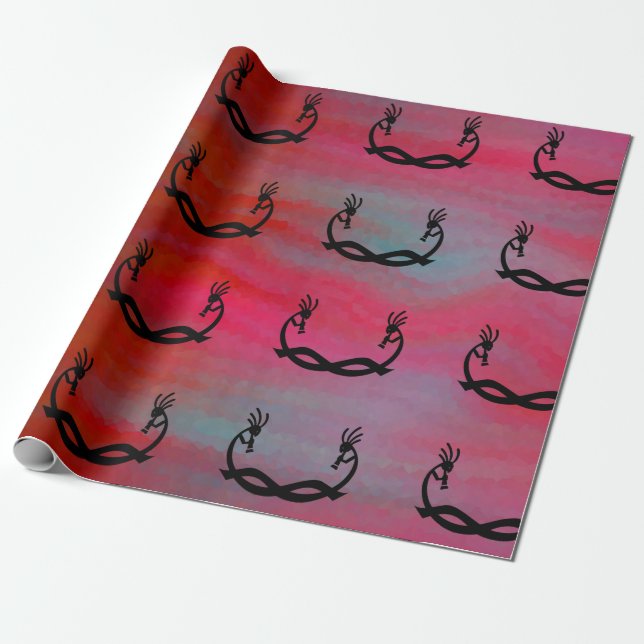 Southwestern Kokopelli Gift Wrapping Paper (Unrolled)