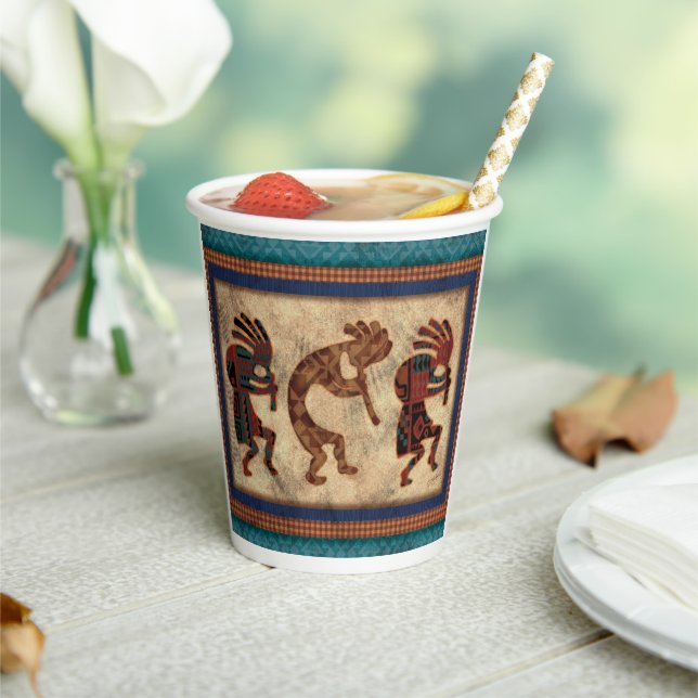 Southwestern Kokopelli Trio Arizona Colours Paper Cups (Insitu)