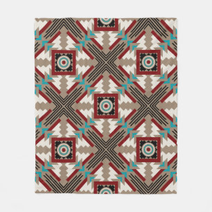 Southwestern Large Print Earth Tones Fleece Blanket