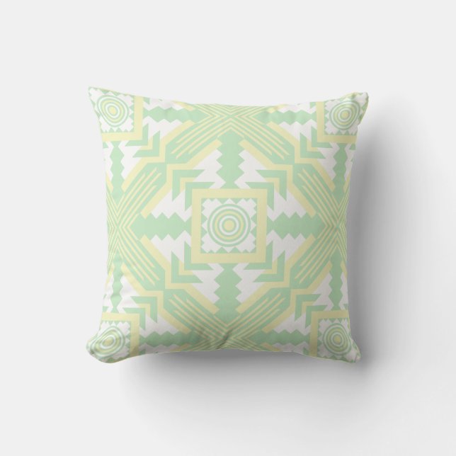 Southwestern Large Print Green and Yellow Cushion (Front)