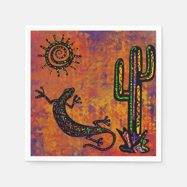SOUTHWESTERN LIZARD  ART       NAPKIN (Front)