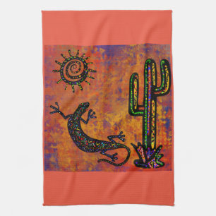 SOUTHWESTERN LIZARD ART        TEA TOWEL