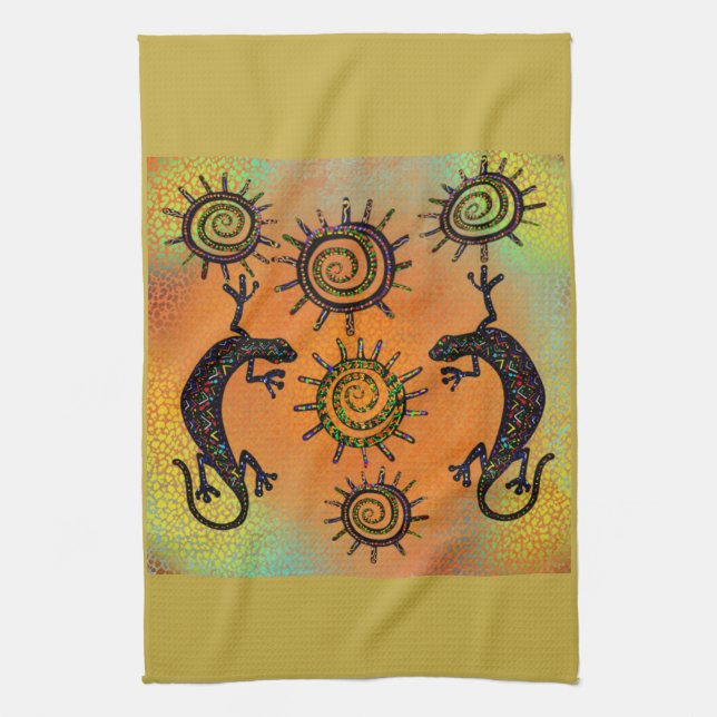 SOUTHWESTERN LIZARD ART        TEA TOWEL (Vertical)