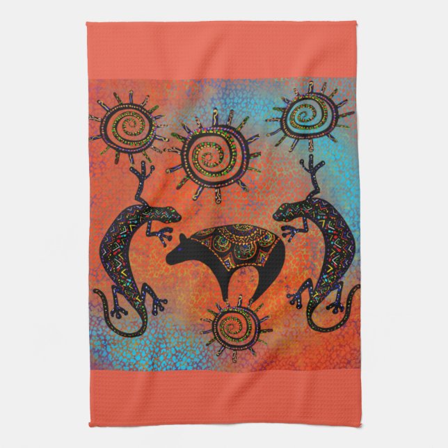 SOUTHWESTERN LIZARD ART       TEA TOWEL (Vertical)