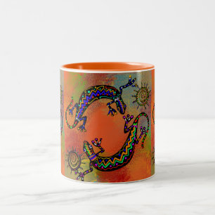 SOUTHWESTERN LIZARD ART      Two-Tone COFFEE MUG