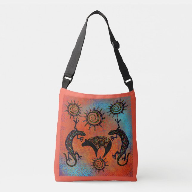 SOUTHWESTERN  LIZARD BEAR  ART     CROSSBODY BAG (Front)