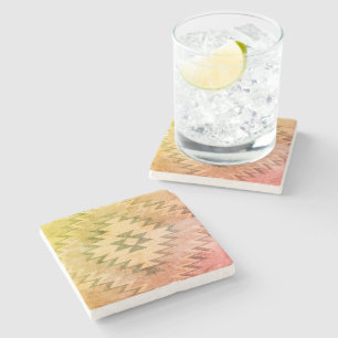 Southwestern Marble Coaster, Warm Summer Tones Stone Coaster
