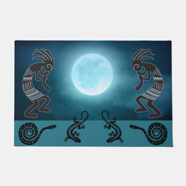 Southwestern Moon Sun Kokopelli Doormat (Front)