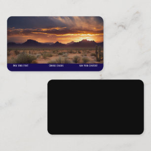 Southwestern mountains desert sunset business card