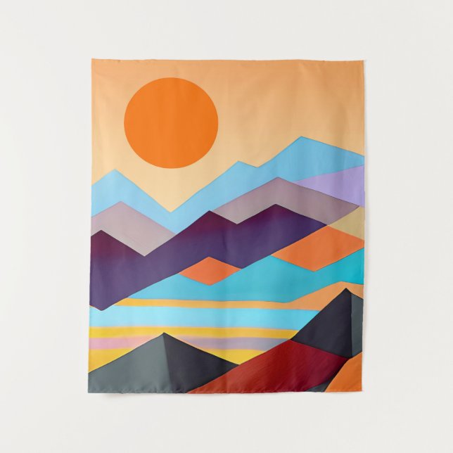 Southwestern Mountains Geometric Abstract  Tapestry (Front)