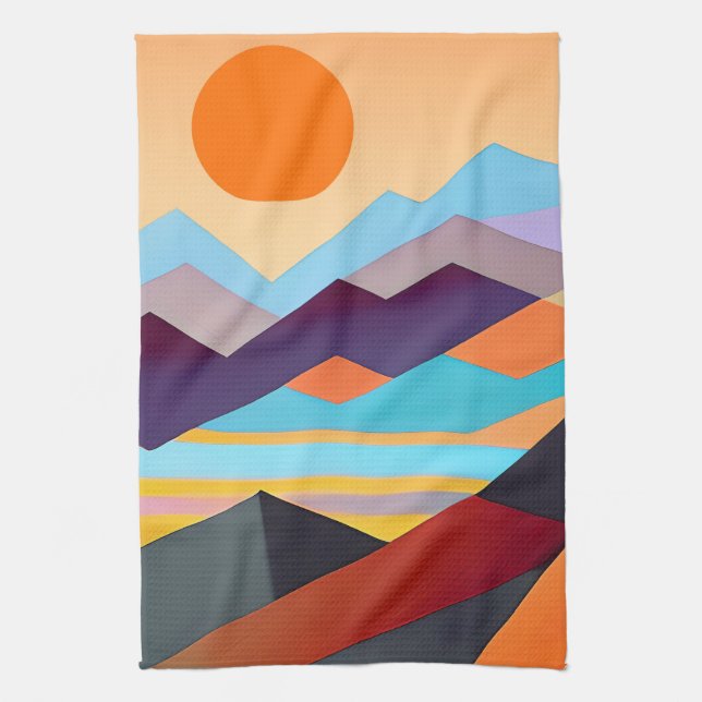 Southwestern Mountains Geometric Abstract  Tea Towel (Vertical)