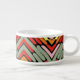 Southwestern Multicolored Pattern Small Soup Bowl With Handle