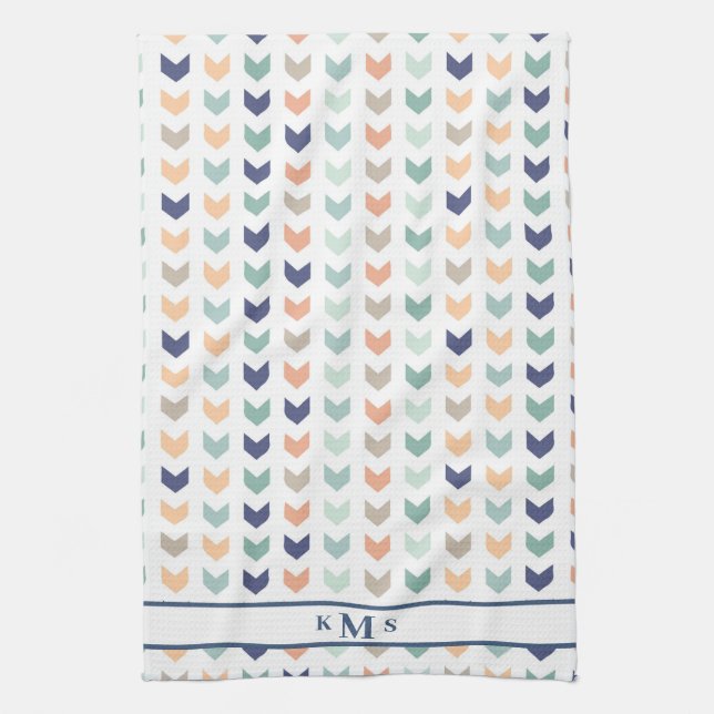 Southwestern Native-American Arrow Monogram Tea Towel (Vertical)