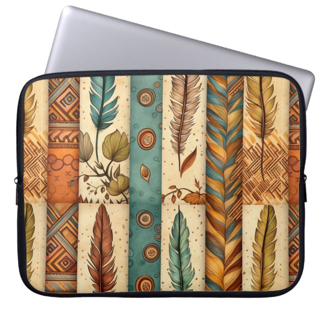Southwestern Native American Feathers Sunflower Laptop Sleeve (Front)