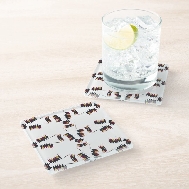 Southwestern Native Art Pattern Glass Coaster (Angled)