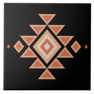 Southwestern Native Black and Desert Orange Tile