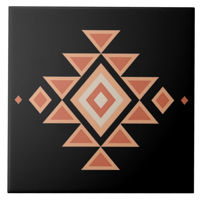 Southwestern Native Black and Desert Orange Tile (Front)