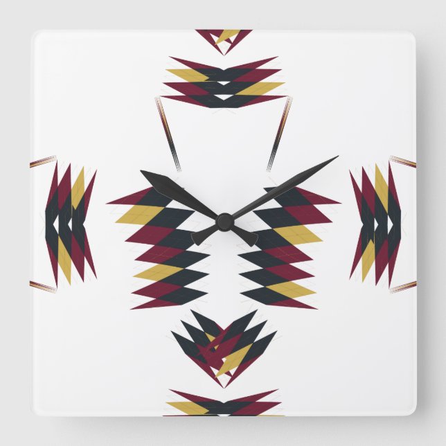 Southwestern Native Pattern Square Wall Clock (Front)