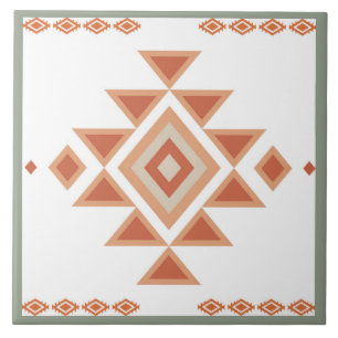 Southwestern Native Sage Green and Desert Orange Tile