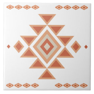 Southwestern Native White and Desert Orange Tile