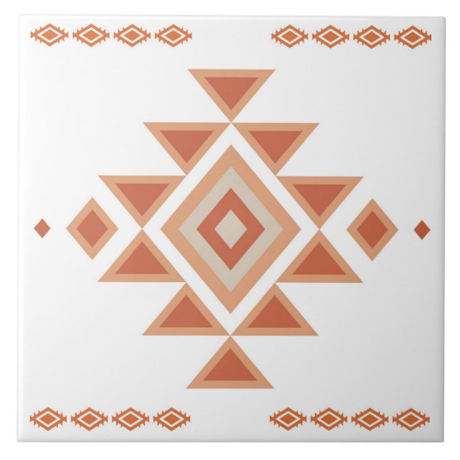 Southwestern Native White and Desert Orange Tile (Front)
