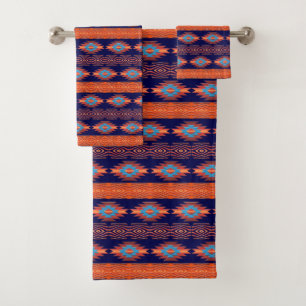 Southwestern navajo ethnic tribal pattern. bath towel set