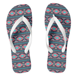 Southwestern navajo ethnic tribal pattern. flip flops