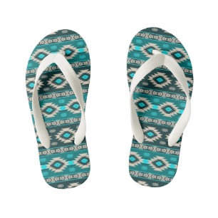Southwestern navajo ethnic tribal pattern. kid's flip flops