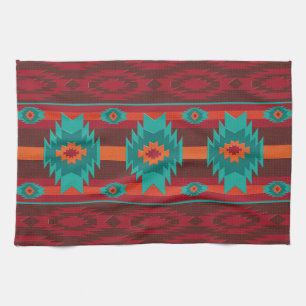 Southwestern navajo geometric pattern. tea towel
