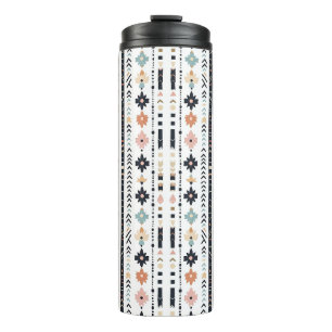 Southwestern Navajo Inspired Geometric Cream Teal  Thermal Tumbler