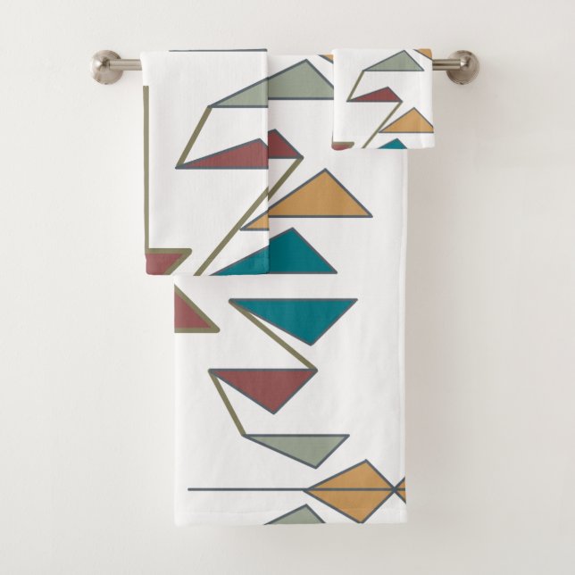Southwestern Oblique Triangle Pattern Design Bath Towel Set (Insitu)
