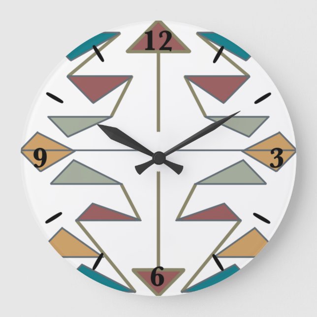 Southwestern Oblique Triangle Pattern Design Large Clock (Front)