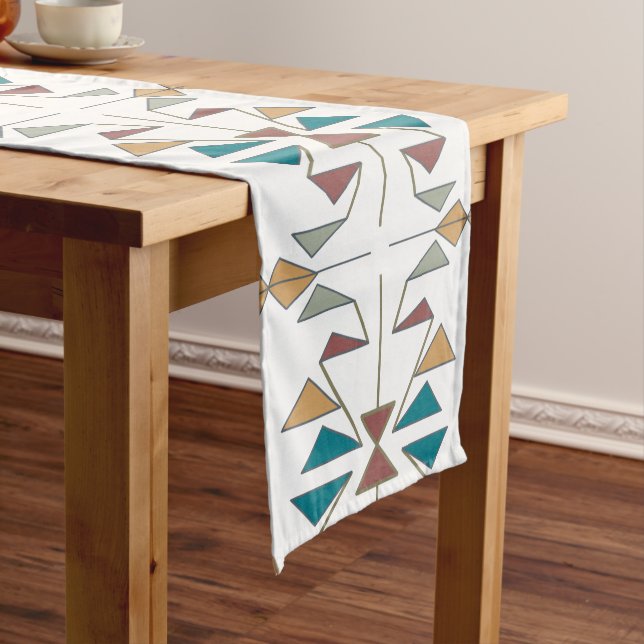 Southwestern Oblique Triangle Pattern Design Short Table Runner (In Situ)