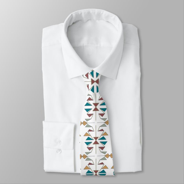 Southwestern Oblique Triangle Pattern Design Tie (Tied)