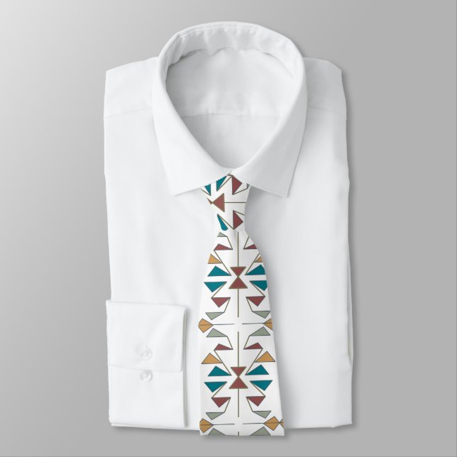 Southwestern Oblique Triangle Pattern Design Tie (Tied)