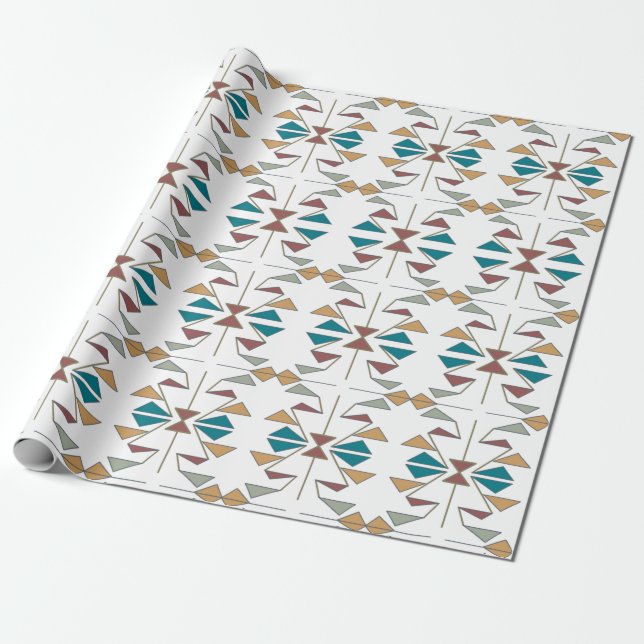 Southwestern Oblique Triangle Pattern Design Wrapping Paper (Unrolled)