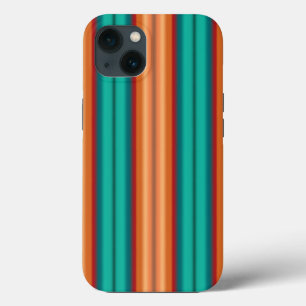 Southwestern Orange Red Turquoise Rainbow Stripes iPhone 13 Case