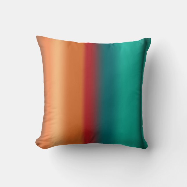 Southwestern Orange Red Turquoise Rainbow Stripes Cushion (Front)