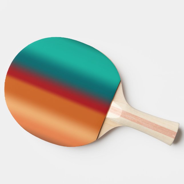 Southwestern Orange Red Turquoise Rainbow Stripes Ping Pong Paddle (Side)
